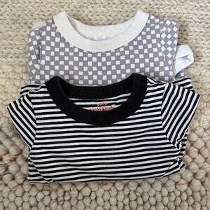Cat & Jack Black & White Striped and Gray Checker Baby Tee Set